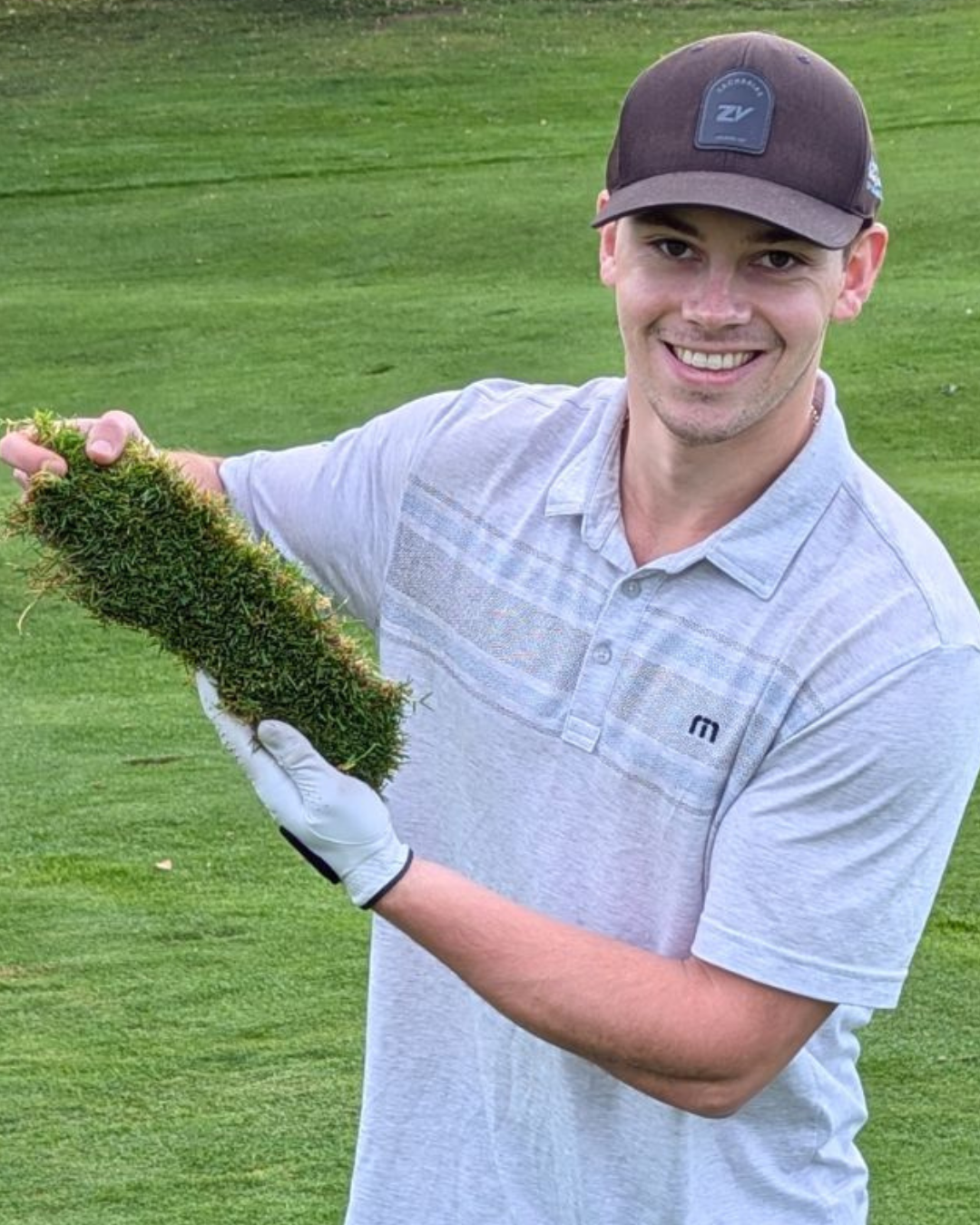 Graydon, founder of Scale Science, on a golf course.